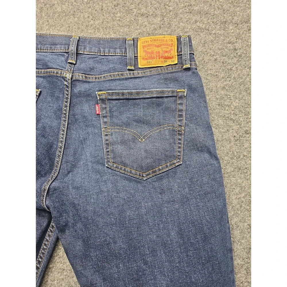 Levis 511 Slim Fit Mens Jeans 38x32(38x31) Dark Wash Blue Stretch Denim